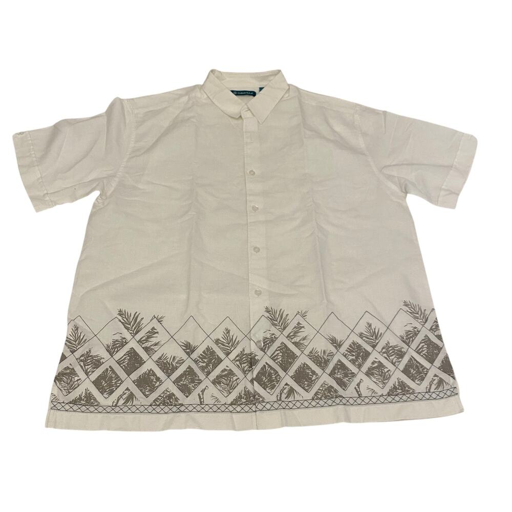 Men's Cubavera Short Sleeve Casual Button Down Shirt Size X-Large Linen/Cotton
